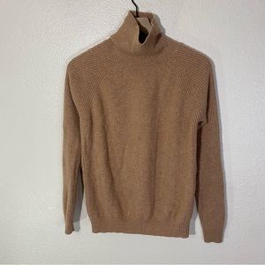 Liny Xin Womens Small Sweater Pullover Brown Turtleneck Wool Knit Long Sleeve
